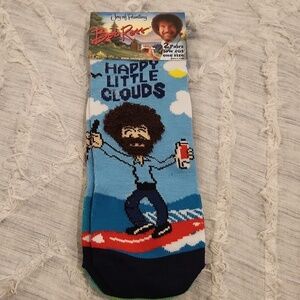 The joy of painting unisex Bob Ross 2 pack low cut socks, new with tags!